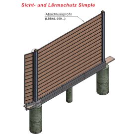 Sicht- und Lärmschutz Simple Profi Abschlussprofil WPC Höhe 14 cm