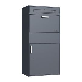 Briefkasten inkl. Paketfach Mod. 72A – Farbe: anthrazit, Breite: 72 cm, Höhe: 150 cm, Tiefe: 45 cm