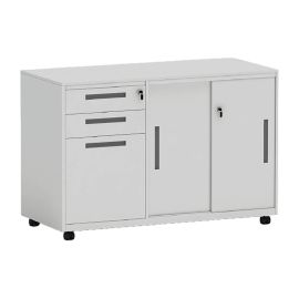 Rollcontainer Mod. Elisa mit 3 versperrbaren Schubladen + 1 versperrbaren Schiebetür - Breite: 900 mm, Höhe: 650 mm, Tiefe: 450 mm