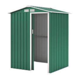 Gerätehaus Kompakt 1, Farbe: grün, Dachlänge: 1550 mm, Dachbreite: 1300 mm, Gesamthöhe: 1860 mm