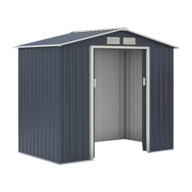 Gerätehaus Kompakt 2 - Farbe: anthrazit, Dachlänge: 2130 mm, Dachbreite: 1270mm, Gesamthöhe: 1850 mm