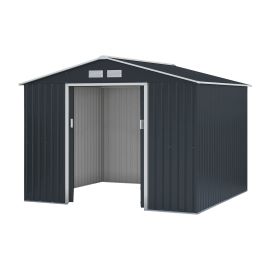 Gerätehaus Kompakt 4 - Farbe: anthrazit, Dachlänge: 2770 mm, Dachbreite: 2550 mm, Gesamthöhe: 1920 mm
