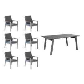 Gartengarnitur Lissabon 7-teilig - Farbe: graualuminium