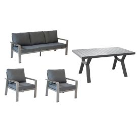 Gartenmöbelset Lissabon 4-teilig - Farbe: graualuminium