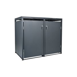 Mülltonnenbox 2-flügelig - Farbe: anthrazit, Breite: 132 cm, Höhe: 116 cm, Tiefe: 80 cm