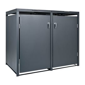 Mülltonnenbox 2-flügelig - Farbe: anthrazit, Breite: 132 cm, Höhe: 116 cm, Tiefe: 80 cm