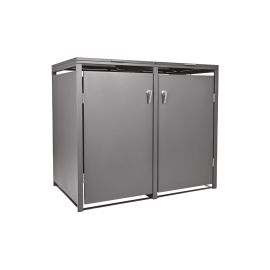 Mülltonnenbox 2-flügelig - Farbe: graualuminium, Breite: 132 cm, Höhe: 116 cm, Tiefe: 80 cm