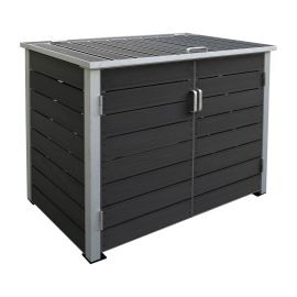 Alu / WPC Mülltonnenbox 2-flügelig - Farbe: anthrazit, Breite: 151 cm, Höhe: 118 cm, Tiefe: 95 cm