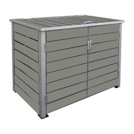 Alu / WPC Mülltonnenbox 2-flügelig - Farbe: hellgrau, Breite: 151 cm, Höhe: 118 cm, Tiefe: 95 cm