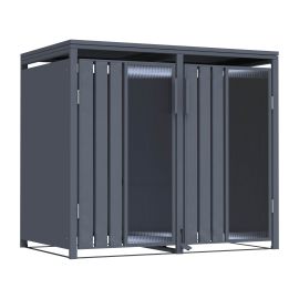 Mülltonnenbox Alina 2-flügelig – Farbe: anthrazit, Breite: 132 cm, Höhe: 116 cm, Tiefe: 80 cm