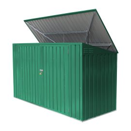 Mülltonnenbox / Gerätehaus - Farbe: grün, Länge: 2350 mm, Breite: 1000 mm, Höhe: 1300 mm 