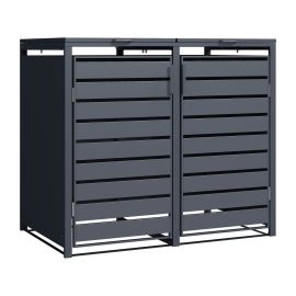 Mülltonnenbox 2-flügelig – Farbe: anthrazit, Breite: 1320 mm, Höhe: 1160 mm, Tiefe: 800 mm