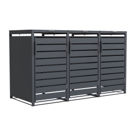 Mülltonnenbox 3-flügelig – Farbe: anthrazit, Breite: 198,5 cm, Höhe: 116 cm, Tiefe: 80 cm