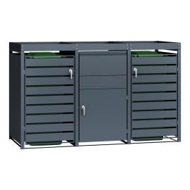 Mülltonnenbox inkl. Paketkasten - Farbe: anthrazit, Breite: 196 cm, Höhe: 124 cm, Tiefe: 80 cm 