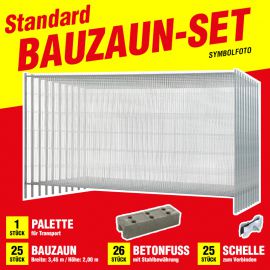 Mobilzaun / Bauzaun Standard SET 87,5 lfm - Höhe: 2 m