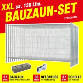 Mobilzaun / Bauzaun XXL SET ca. 130 lfm - Höhe: 2 m