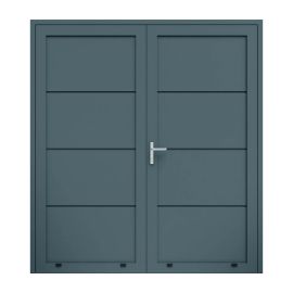 Alu Nebeneingangstür 2-flügelig - Maße: 2000 x 2000 mm (B x H), Farbe: anthrazit RAL 7016, Anschlag: innen rechts - DIN rechts