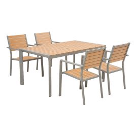 Gartengarnitur Atlanta 5-teilig - Aluminiumfarbe: graualuminium