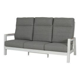 Sitzgarnitur Houston 3-Sitzer aus Aluminium - Aluminiumfarbe: weiß, Stofffarbe: dunkelgrau