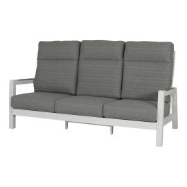 Sitzgarnitur Houston 3-Sitzer aus Aluminium - Aluminiumfarbe: weiß, Stofffarbe: dunkelgrau