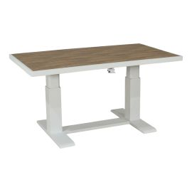 Gartentisch Houston aus Aluminium - Aluminiumfarbe: weiß, Tischplatte: Hochwertiges Verbundmaterial mit natürlicher Holzoptik, Maße: 1400 x 800 cm
