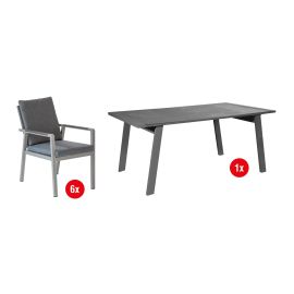 Gartengarnitur Lissabon 7-teilig - Farbe: graualuminium