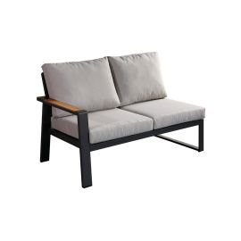 Loungesofa 2-Sitzer links Lissabon aus Aluminium - Aluminiumfarbe: anthrazit, Stofffarbe: hellgrau