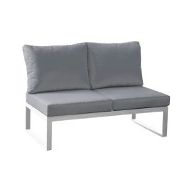 Loungeerweiterung 2 Sitzer Lissabon aus Aluminium - Aluminiumfarbe: graualuminium, Stofffarbe: dunkelgrau