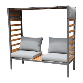 Sonnenbett Roma inkl. Stoffdach - Breite: 1680 mm, Tiefe: 710 mm, Höhe: 1690 mm