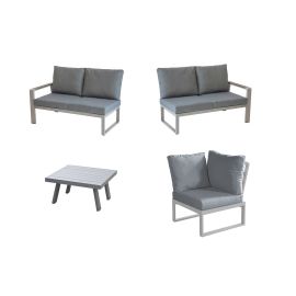 Loungemöbel Lissabon Set 4-teilig - Farbe: graualuminium