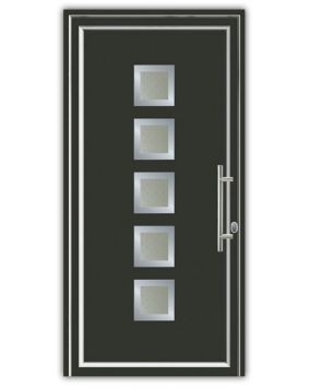 Aluminiumtür Mod. Alu Star 1 anthrazit - 1100 x 2100 mm (B x H), Anschlag: innen rechts - DIN rechts