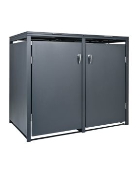 Mülltonnenbox 2-flügelig - Farbe: anthrazit, Breite: 132 cm, Höhe: 116 cm, Tiefe: 80 cm
