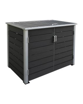 Alu / WPC Mülltonnenbox 2-flügelig - Farbe: anthrazit, Breite: 151 cm, Höhe: 118 cm, Tiefe: 95 cm