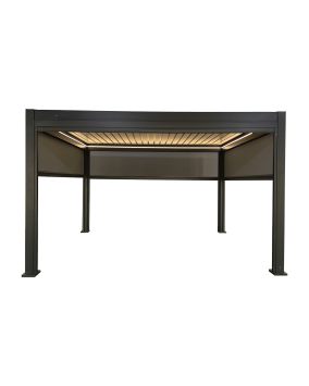 Pergola Dallas 4 m x 3 m mit LED und Sonnenschutz - Farbe: anthrazit, Höhe: 2500 mm