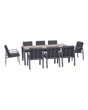 Essgruppe Nice Set – bestehend aus 8x Gartensessel, 1x Gartentisch