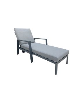 Sonnenliege Triest mit Polsterung & verstellbarer Rückenlehne aus Aluminium - Farbe: anthrazit, Länge: 1570 mm, Breite: 800 mm, Höhe: 900 mm, Liegenhöhe: 400 mm