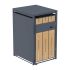 Mülltonnenbox 1-flügelig mit Pedalfunktion - Farbe: anthrazit & Holzoptik, Breite: 68 cm, Höhe: 116 cm, Tiefe: 80 cm